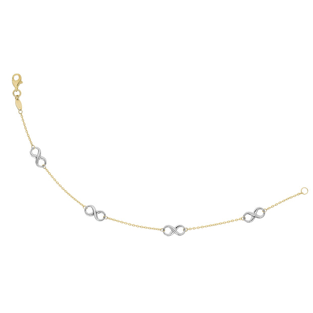 14K Two-tone Gold Polished Infinity Station Necklace