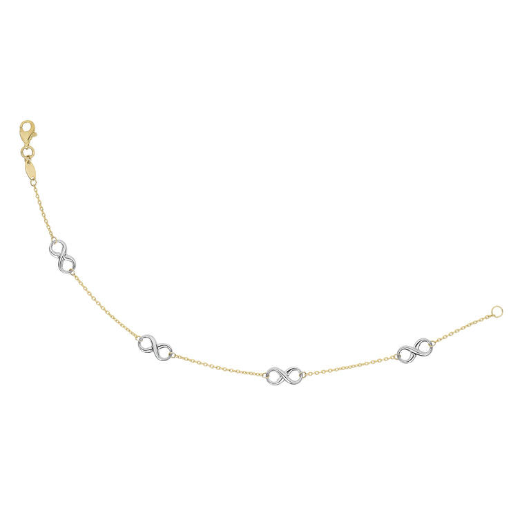 14K Two-tone Gold Polished Infinity Station Necklace