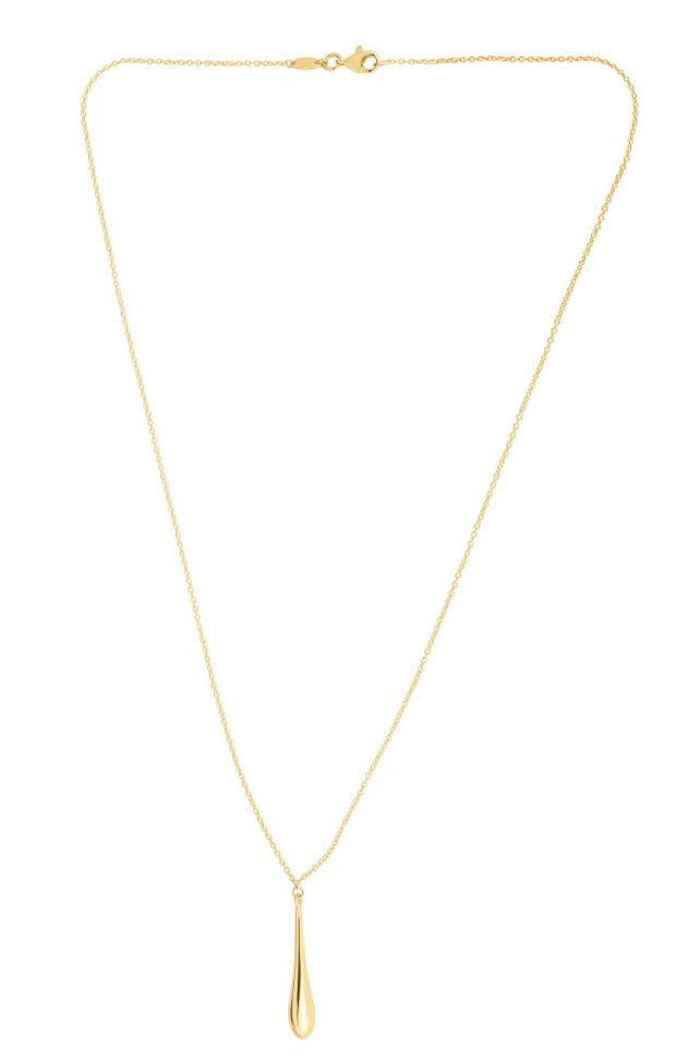14K Gold Polished Tear Drop Necklace