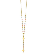 14K Gold Drop Cross Rosary Inspired Necklace