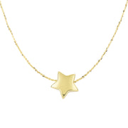 14K Gold Polished Puffed Star Necklace