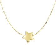 14K Gold Polished Puffed Star Necklace