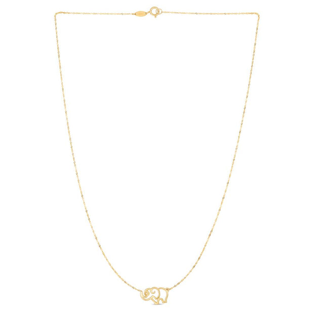 14K Gold Elephant Necklace