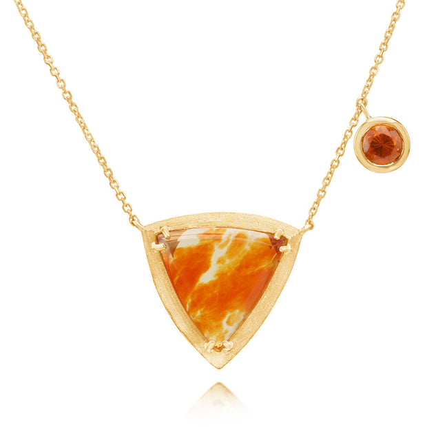 14K Yellow Gold Brazilian Fire Opal/Mandarin Garnet Neckpiece