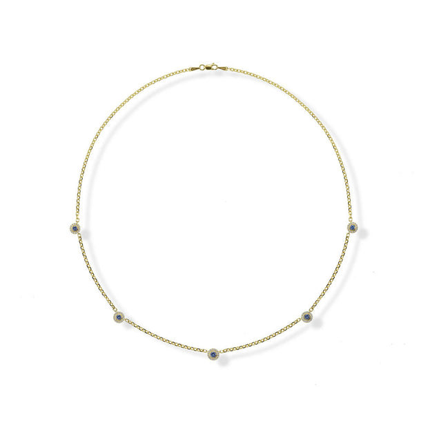 14K Yellow Gold Montana Sapphire/Diamond Neckpiece
