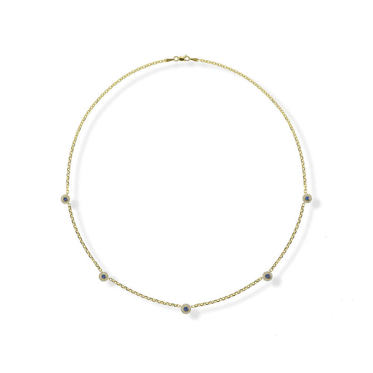 14K Yellow Gold Montana Sapphire/Diamond Neckpiece