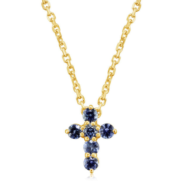14K White Gold Sapphire Cross Neckpiece
