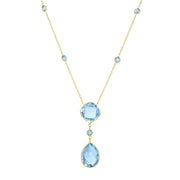 14K Gold Blue Topaz Drop Necklace