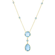 14K Gold Blue Topaz Drop Necklace