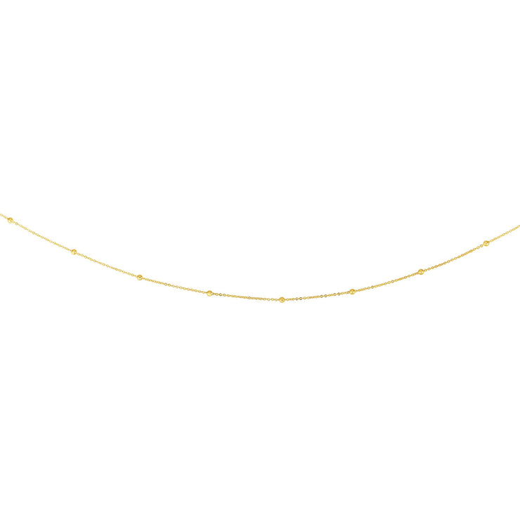 14K Gold 1.8mm Polished Bead Saturn Chain