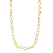 14K Gold Polished Oval & Diamond Cut Link Chain