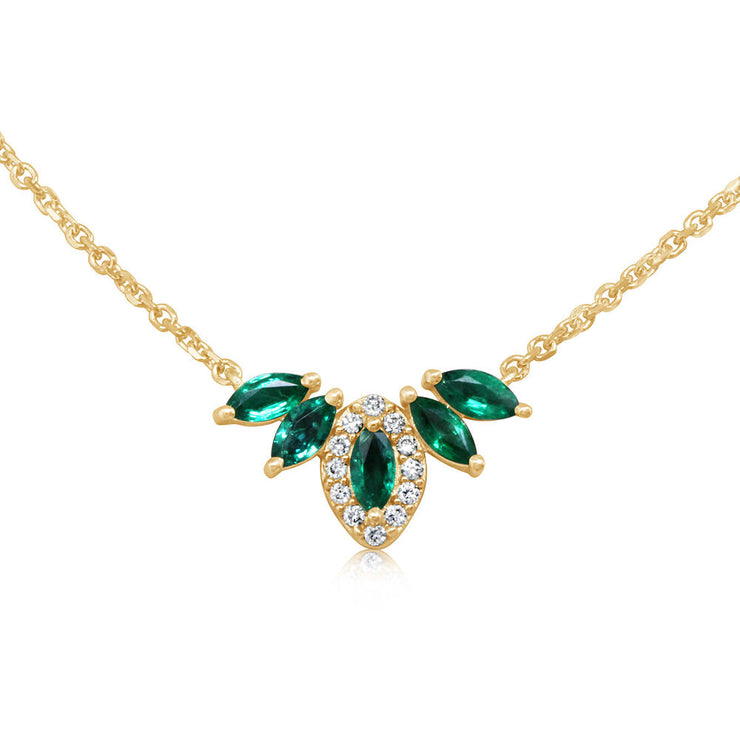 14K Yellow Gold Emerald/Diamond Neckpiece