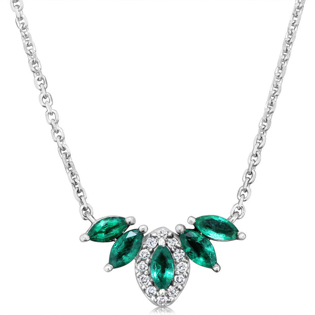 14K White Gold Emerald/Diamond Neckpiece
