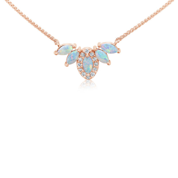 14K Rose Gold Australian Opal/Diamond Neckpiece