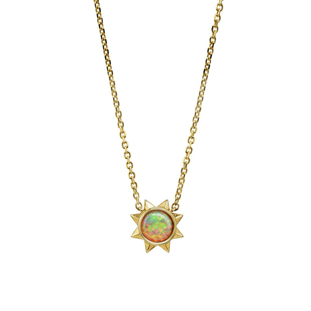 14K White Gold Australian Opal Sun Neckpiece