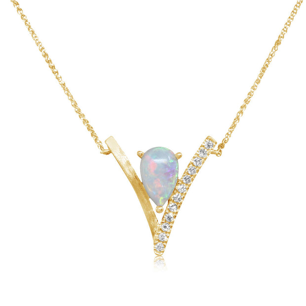 14K Yellow Gold Australian Opal/Diamond Neckpiece