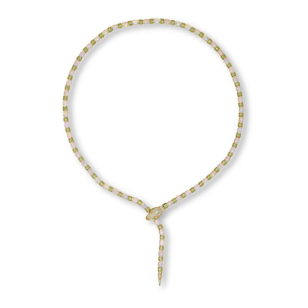 18K Yellow Gold Australian Opal/Tsavorite/Diamond Neckpiece