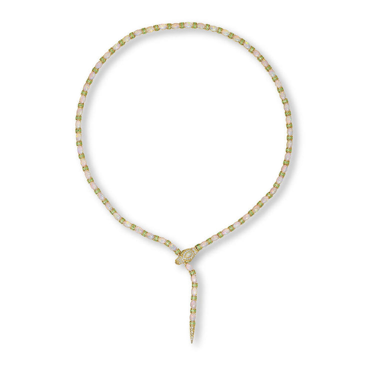 18K Yellow Gold Australian Opal/Tsavorite/Diamond Neckpiece
