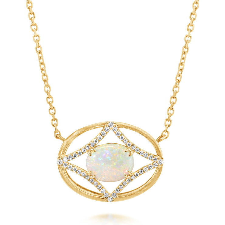 14K Yellow Gold Australian Opal/Diamond Neckpiece