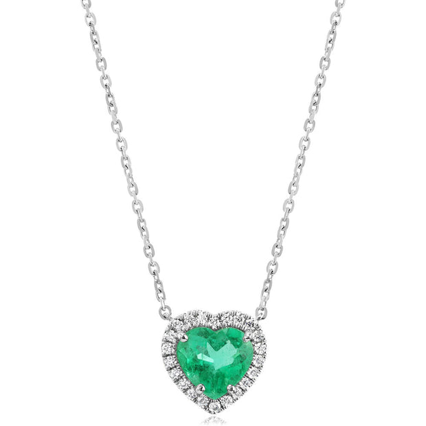 Platinum Braxilian Heart Emerald/Diamond Neckpiece