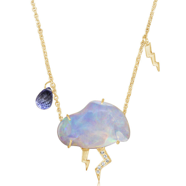 14K Yellow Gold Australian Opal Cloud Neckpiece