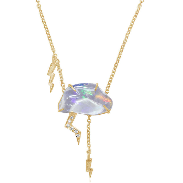 14K Yellow Gold Mexican Fire Opal Cloud Neckpiece