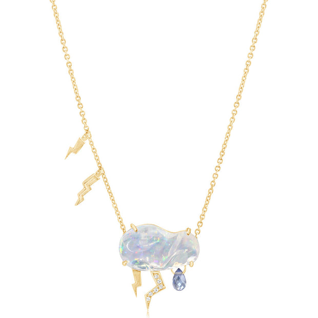 14K Yellow Gold Mexican Fire Opal Cloud Neckpiece