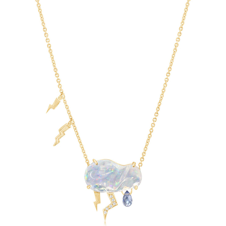 14K Yellow Gold Mexican Fire Opal Cloud Neckpiece