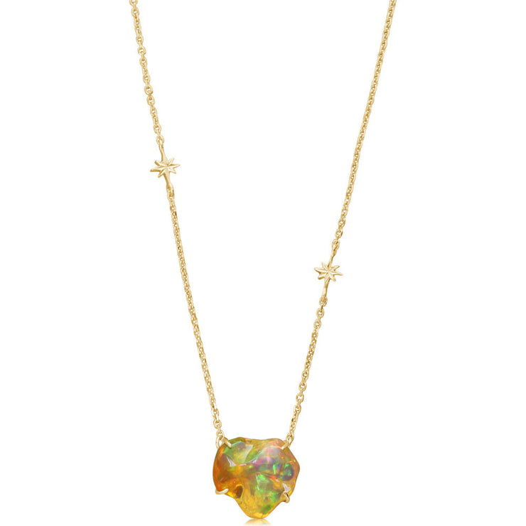 14K Yellow Gold Mexican Fire Opal Neckpiece