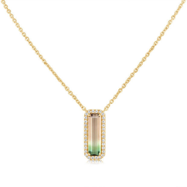 14K Yellow Gold Bi-Color Tourmaline/Diamond Neckpiece