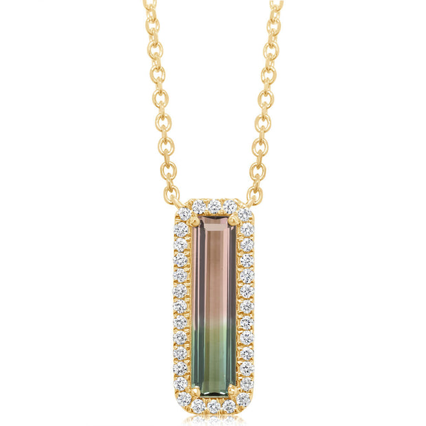 14K Yellow Gold Bi-Color Tourmaline/Diamond Neckpiece