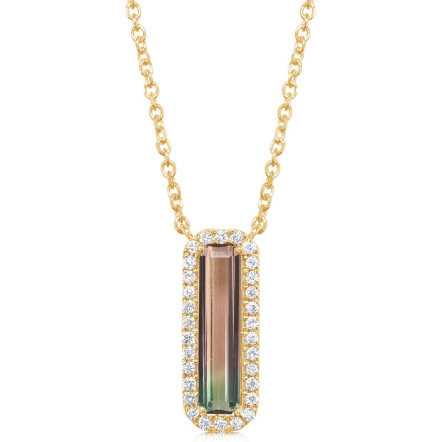 14K Yellow Gold Bi-Color Tourmaline/Diamond Neckpiece