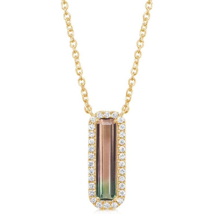 14K Yellow Gold Bi-Color Tourmaline/Diamond Neckpiece