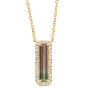 14K Yellow Gold Bi-Color Tourmaline/Diamond Neckpiece