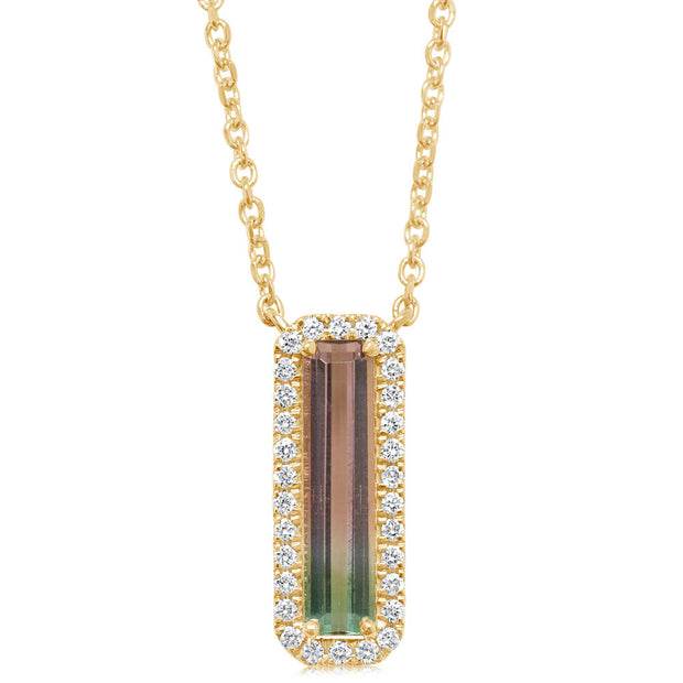 14K Yellow Gold Bi-Color Tourmaline/Diamond Neckpiece
