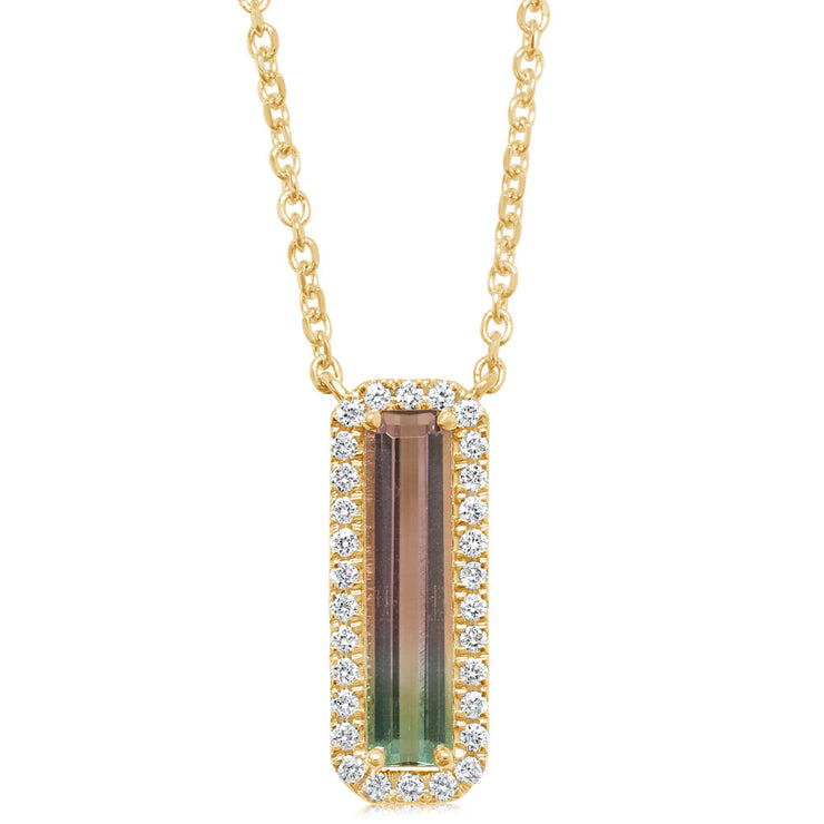 14K Yellow Gold Bi-Color Tourmaline/Diamond Neckpiece