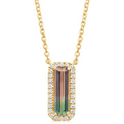 14K Yellow Gold Bi-Color Tourmaline/Diamond Neckpiece
