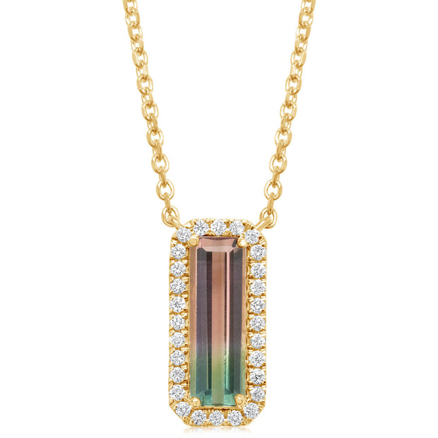 14K Yellow Gold Bi-Color Tourmaline/Diamond Neckpiece