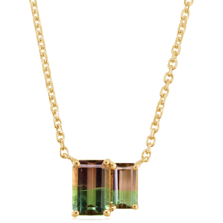 14K Yellow Gold Bi-Color Tourmaline Neckpiece