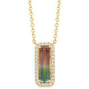 14K Yellow Gold Bi-Color Tourmaline/Diamond Neckpiece