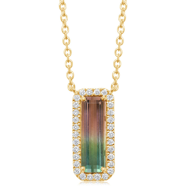 14K Yellow Gold Bi-Color Tourmaline/Diamond Neckpiece