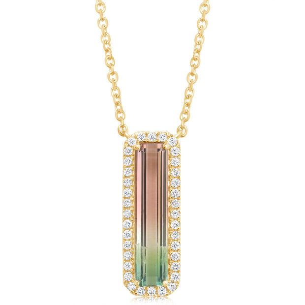 14K Yellow Gold Bi-Color Tourmaline/Diamond Neckpiece