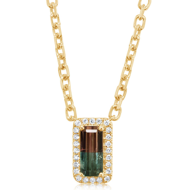 14K Yellow Gold Bi-Color Tourmaline/Diamond Neckpiece