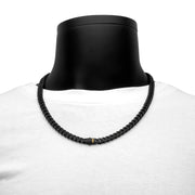 6mm Black IP Steel Matte Finish Miami Cuban Chain Necklace with Genuine Black Sapphire Gem