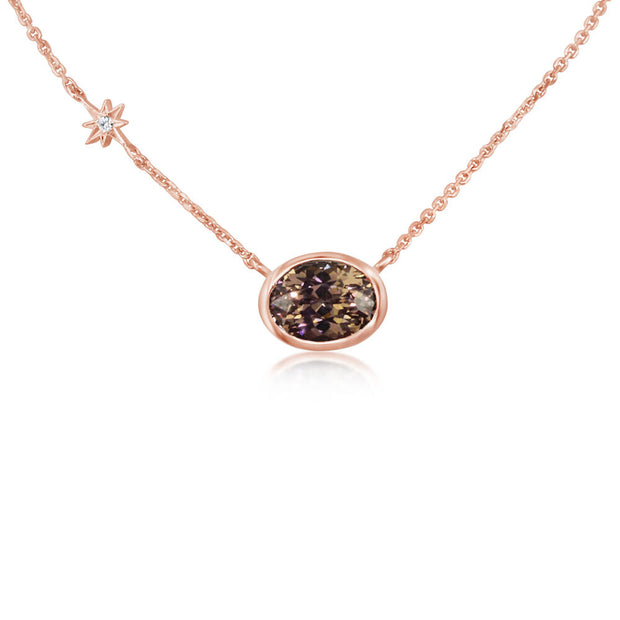 14K Rose Gold Lotus Garnet/Diamond Neckpiece