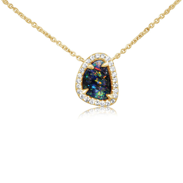 14K Yellow Gold Australian Boulder Opal/Diamond Neckpiece
