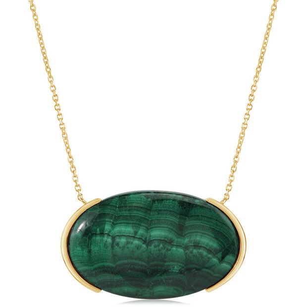 14K Yellow Gold Chatoyant Malachite Neckpiece