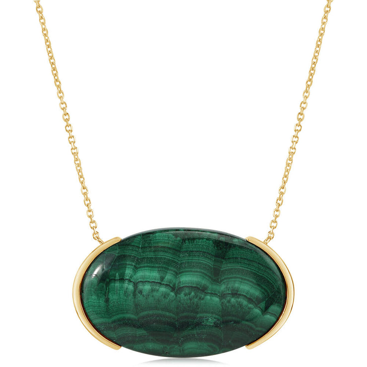 14K Yellow Gold Chatoyant Malachite Neckpiece