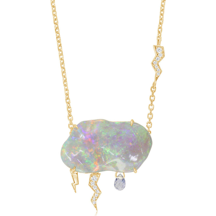 14K Yellow Gold Australian Black Opal Cloud Neckpiece