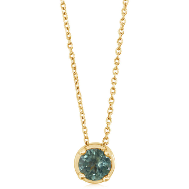 14K Yellow Gold 5.00x3.20mm Rnd Montana Sapphire/Diamond Neckpiece (Includes Chain)